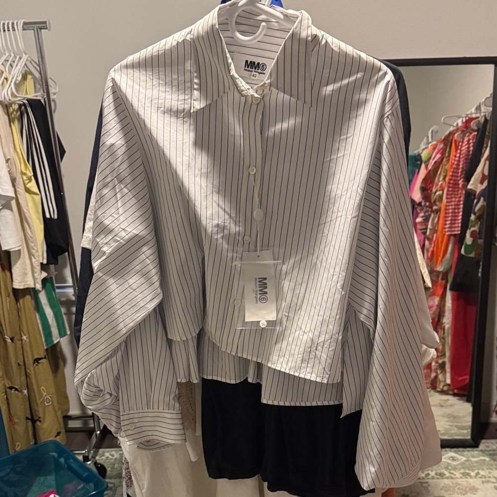 Maison Martin Margiela White and Black Striped Top